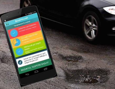 Bozuk yola ‘cep’ten uyarı