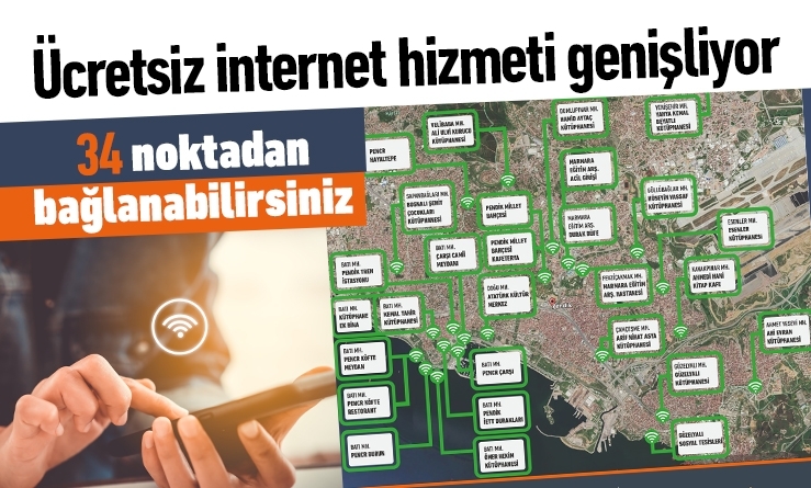 ücretsiz internet noktası ilçe genelinde 29’dan 34’e çıktı