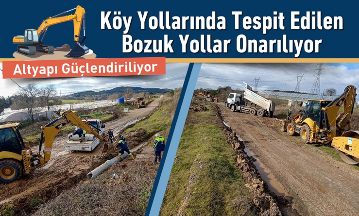 Köy Yollarında Tespit Edilen Bozuk Yollar Onarılıyor