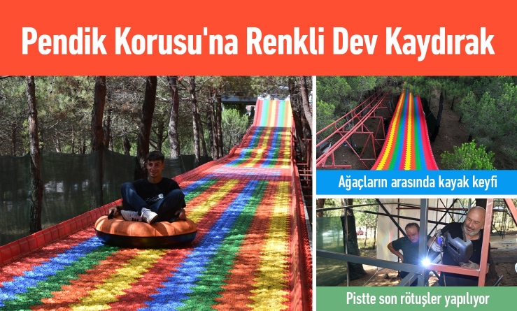 Pendik Korusu’na Renkli Dev Kaydırak